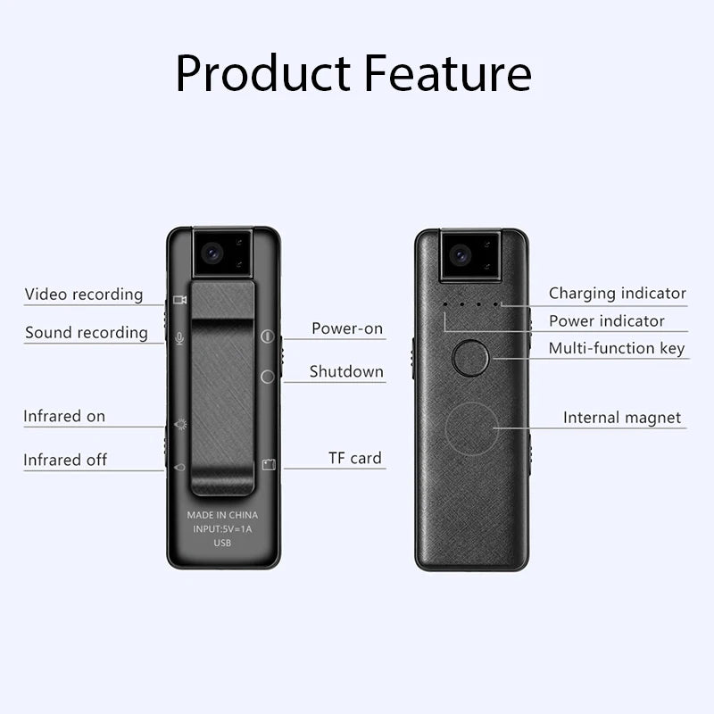 K70 Mini Camera 1080P HD Pen Camcorder Night Vision Magnetic Back Clip Webcam DV Video Audio Recorder Micro Body Cam Camara Spia