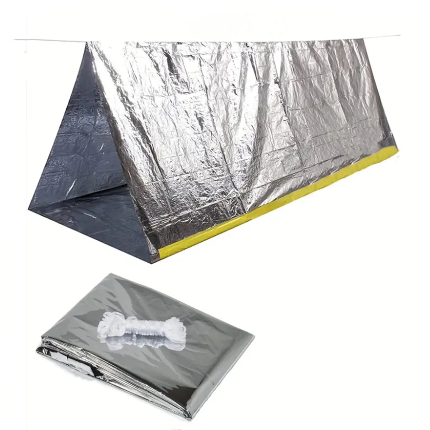 Emergency Survival Shelter Tent, Waterproof Mylar Thermal 2 Person Tube Tent for Hiking Camping Outdoor