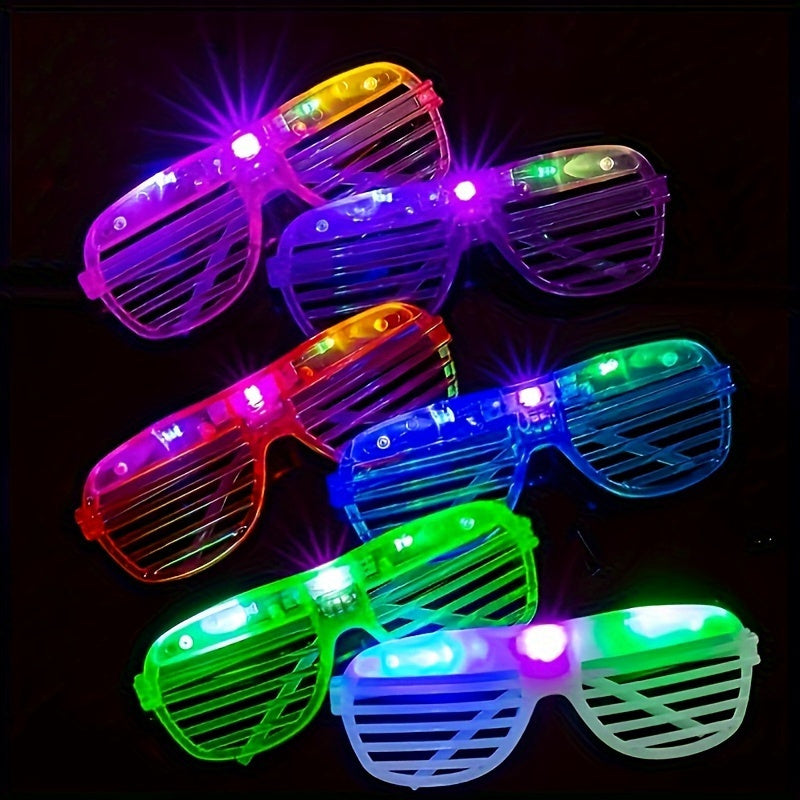 8-Pack LED Light Up Glasses, Random Colors, Plastic, Button Battery Operated, Party Favors for Birthday, Bar, Concert, Halloween, Christmas, Carnival Events