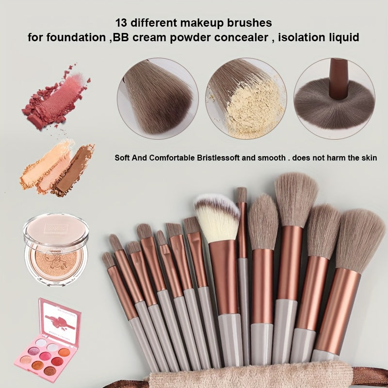 Set of Cosmetic Brushes, Including Makeup Brushes for Concealer, Blush, Powder, Eyeshadow, Highlighter, And Foundation, As Well As Beauty Tools.