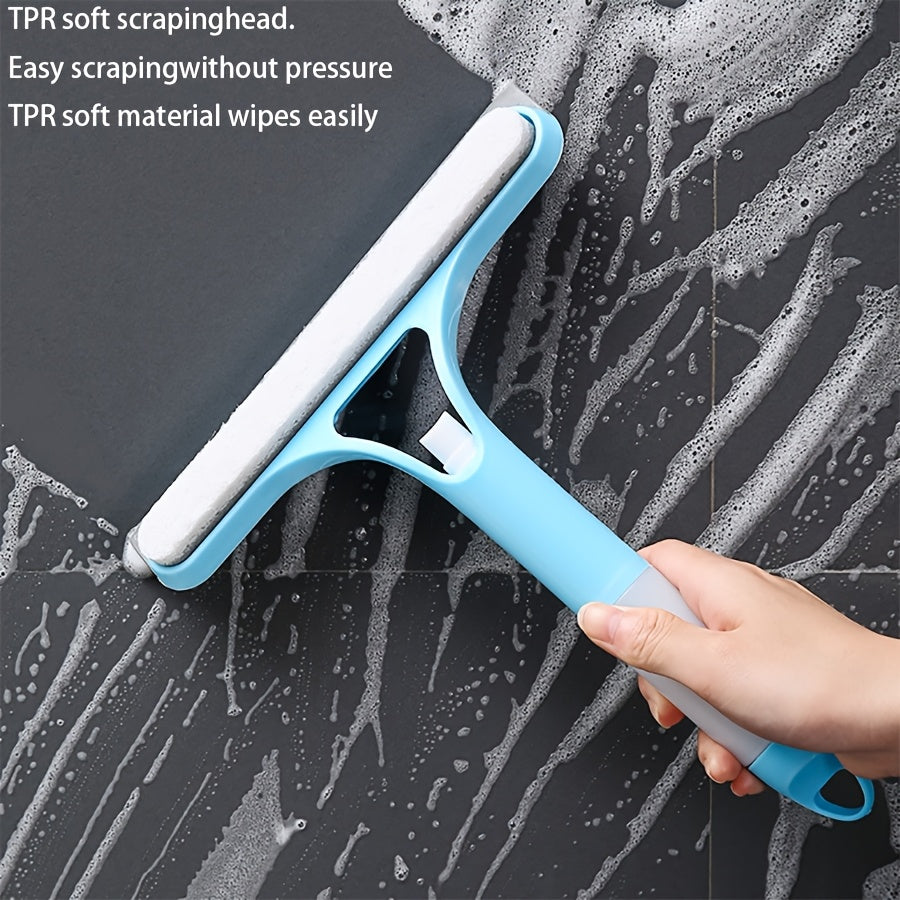 3-in-1 Multi-Functional Glass Cleaning Tool with Sprinkler, Polypropylene (PP) Plastic, for Bathroom, Kitchen, Living Room, Bedroom, Toilet - Efficient Mirror and Window Scraper