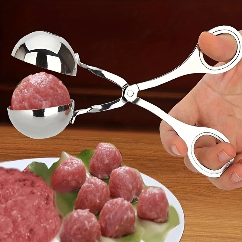 1pc Stainless Steel Meat Ballers with Anti-Slip Handles None-Stick Meat Baller Tongs Meatball Scoop Ball Makers, Rice Cake Pops Mold, Meatball Maker Ice Tongs Cookie Dough Scoops for Kitchen Tools