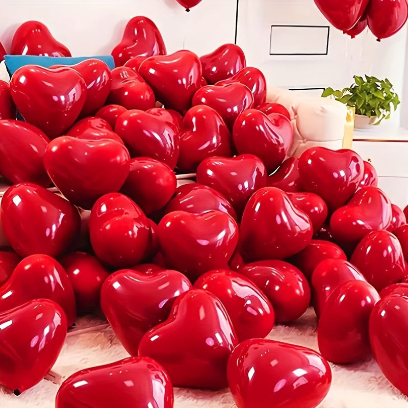 30pcs Romantic Red Heart-Shaped Balloons - 25.4cm Emulsion, Perfect for Valentine'S Day, Weddings, Anniversaries, Birthdays, Bachelor Parties, Party Decorations & Celebrations, No Electricity Needed