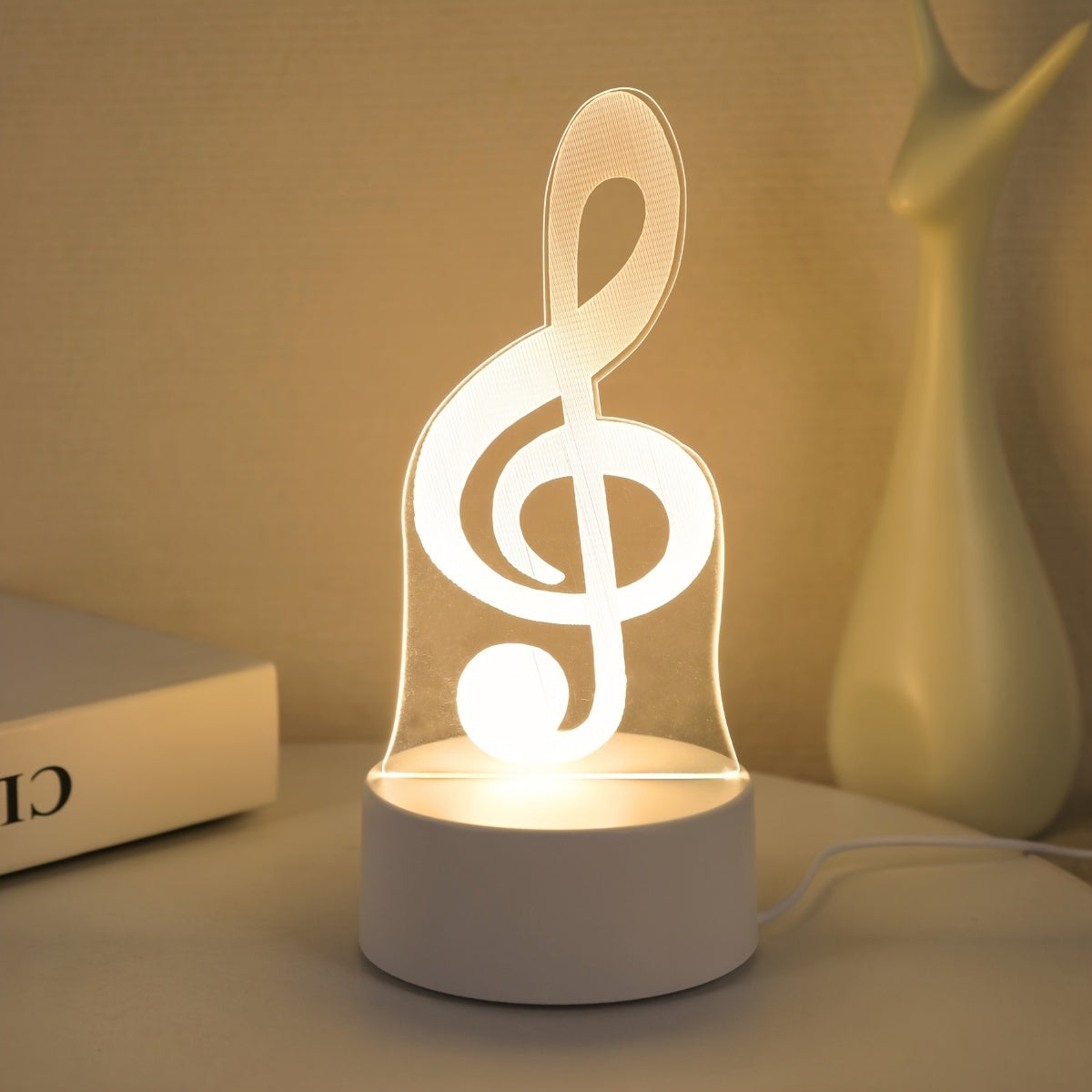 USB-Powered 3D Music Note Night Light - Creative Table Lamp for Bedroom & Living Room Decor, Perfect Birthday or Holiday Gift