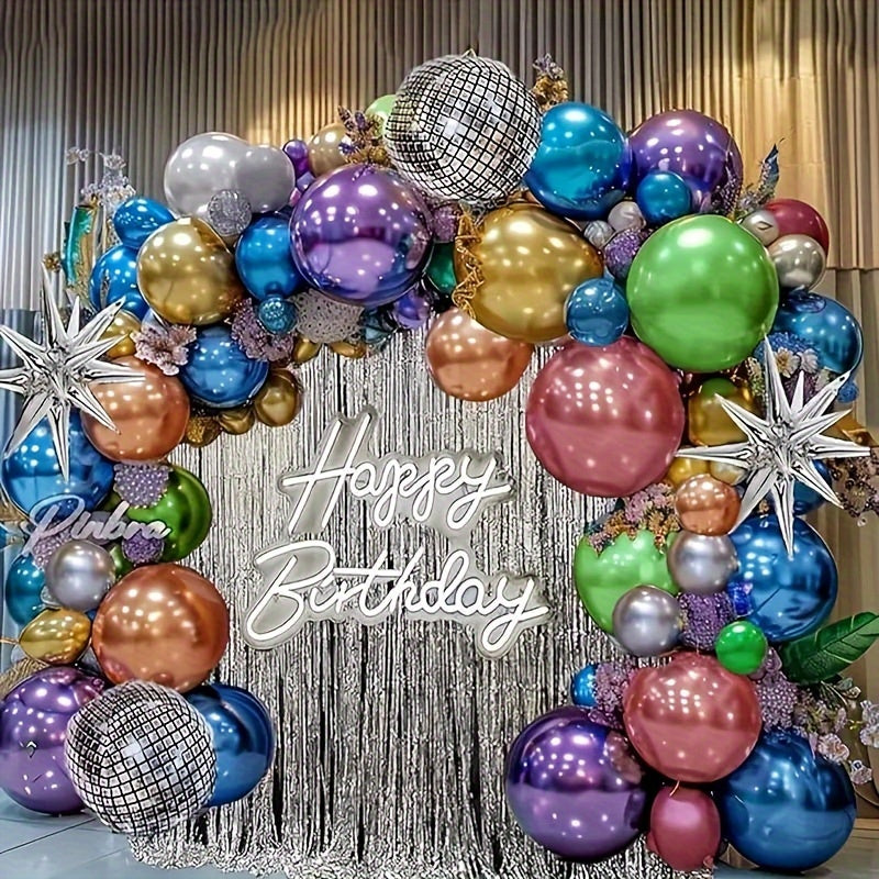 48pcs Sparkling Metallic Balloons Set - Emulsion Material, No Electricity Needed, Ideal for Weddings, Birthdays, Christmas, New Year, Valentine'S Day - Versatile Party Decorations for Ages 14+