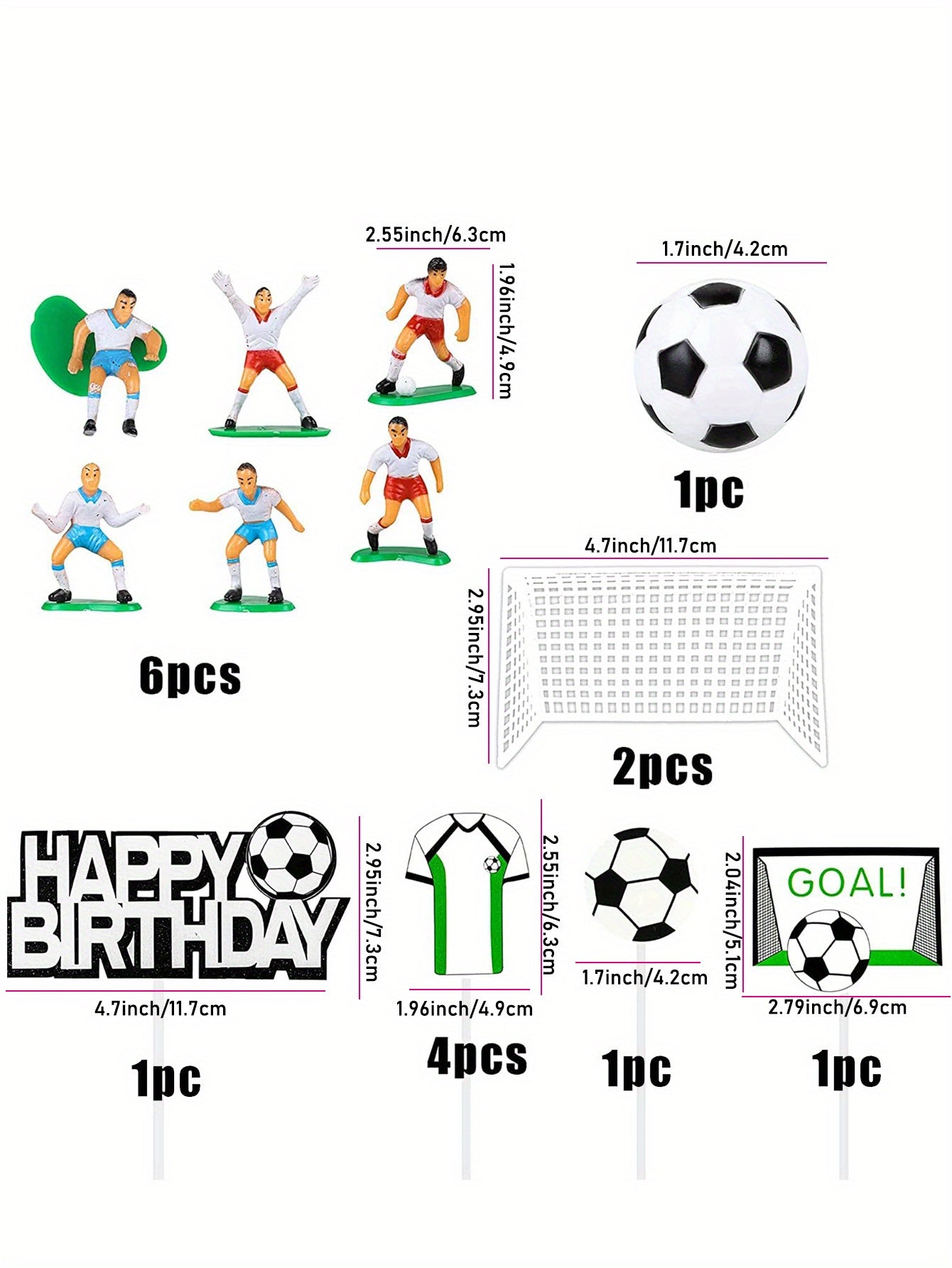 16pcs, Football Cake Decorations - Baked Scene Set, Birthday Door Frame, Theme Party Supplies - Baking Supplies