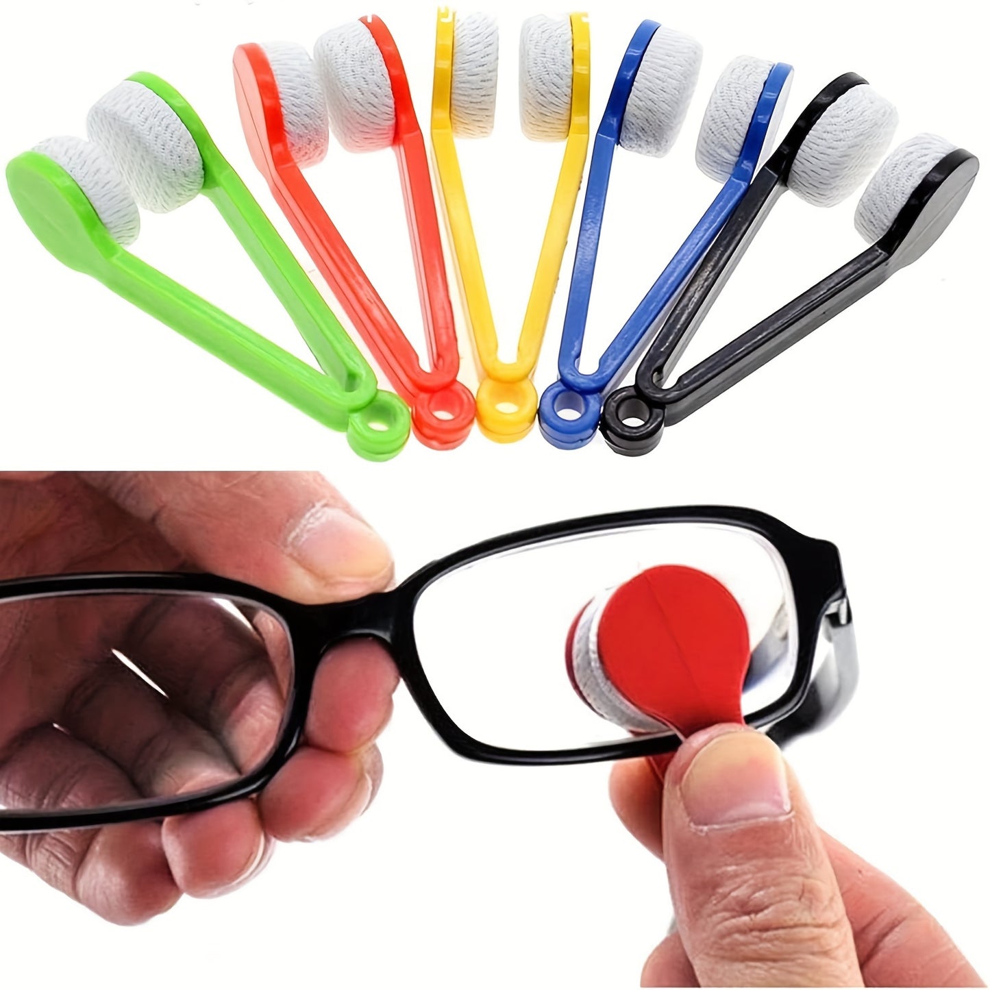 1/2/6pcs Portable Multifunctional Glasses Cleaning Brush, Soft Microfiber Glasses Wipe Cloth, Scratch-Free Lens Cleaning Brush, Keychain Hole, Traceless Polishing Tool, Suitable for Glasses