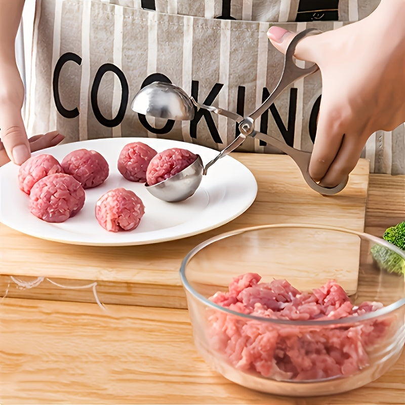 1pc Stainless Steel Meat Ballers with Anti-Slip Handles None-Stick Meat Baller Tongs Meatball Scoop Ball Makers, Rice Cake Pops Mold, Meatball Maker Ice Tongs Cookie Dough Scoops for Kitchen Tools