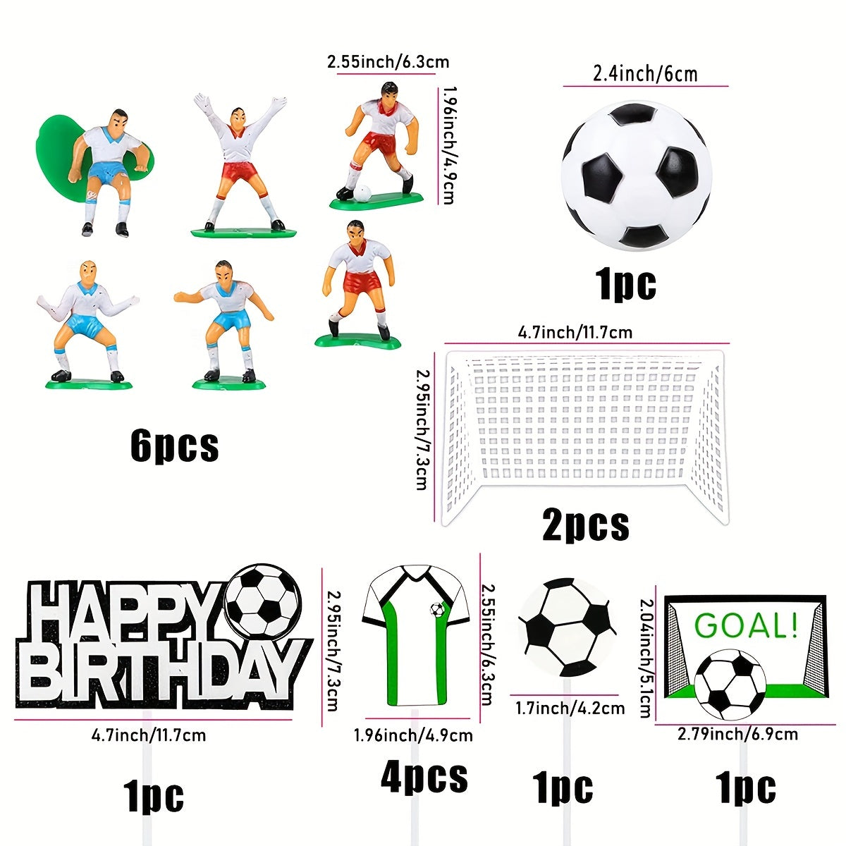 16pcs, Football Cake Decorations - Baked Scene Set, Birthday Door Frame, Theme Party Supplies - Baking Supplies