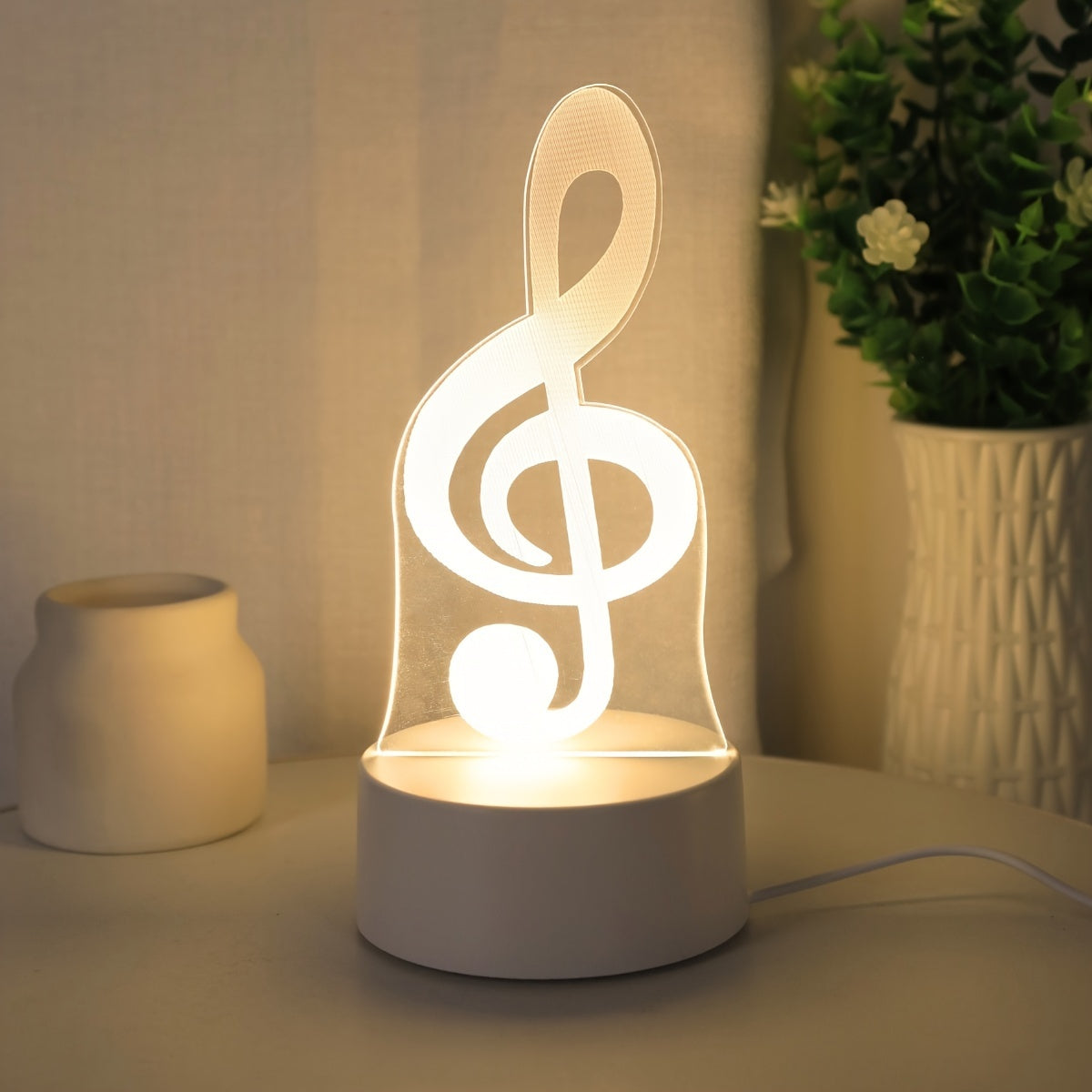 USB-Powered 3D Music Note Night Light - Creative Table Lamp for Bedroom & Living Room Decor, Perfect Birthday or Holiday Gift