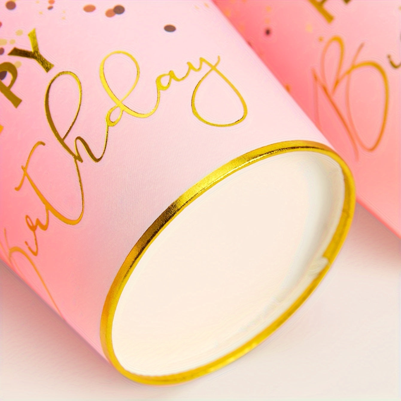 9oz Happy Birthday Paper Cup, Light Pink Golden Foil Happy Birthday Disposable Paper Cup, Party Cup Elegant Metallic Golden Foil Suitable for Birthday Party, Dinner, Celebration Party Supplies Decorative Party Paper Cup