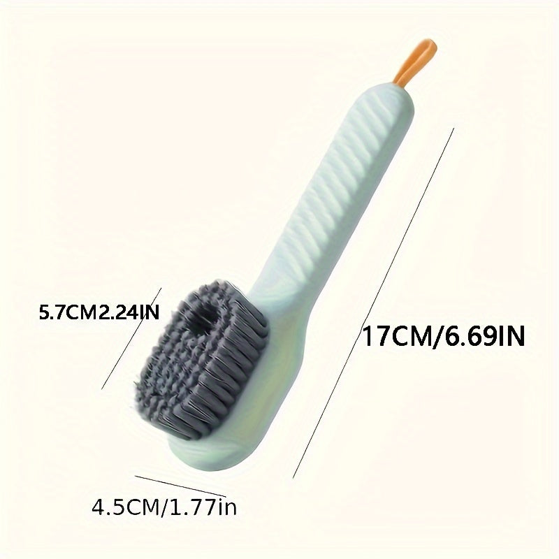 1pc Multi-Functional Liquid Dispenser Shoe Brush with Soft Bristles, Plastic Handle, No Electricity Needed, Ideal for Bathroom, Kitchen, Laundry Room Cleaning