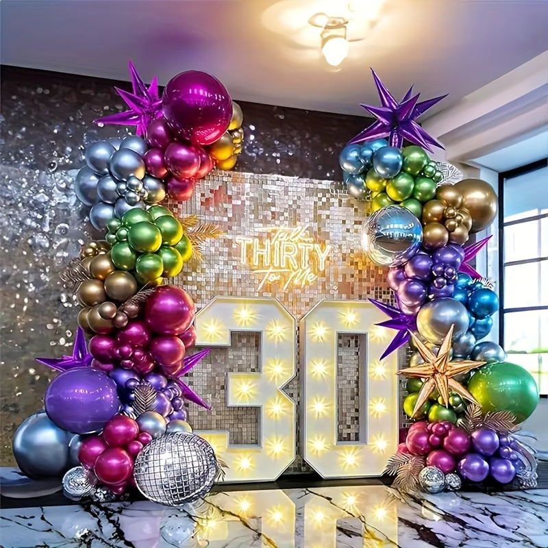 48pcs Sparkling Metallic Balloons Set - Emulsion Material, No Electricity Needed, Ideal for Weddings, Birthdays, Christmas, New Year, Valentine'S Day - Versatile Party Decorations for Ages 14+