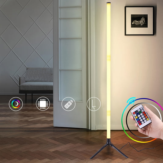 RGB&Warm White Corner Floor Lamp - Modern Color Changing Standing Floor Atmosphere Lamp, Multi-mode, With Remote Control, Ideal For Bar Living Room Bedroom Gaming Room- LED Small Night Light-New Indoor Lighting Intelligent At