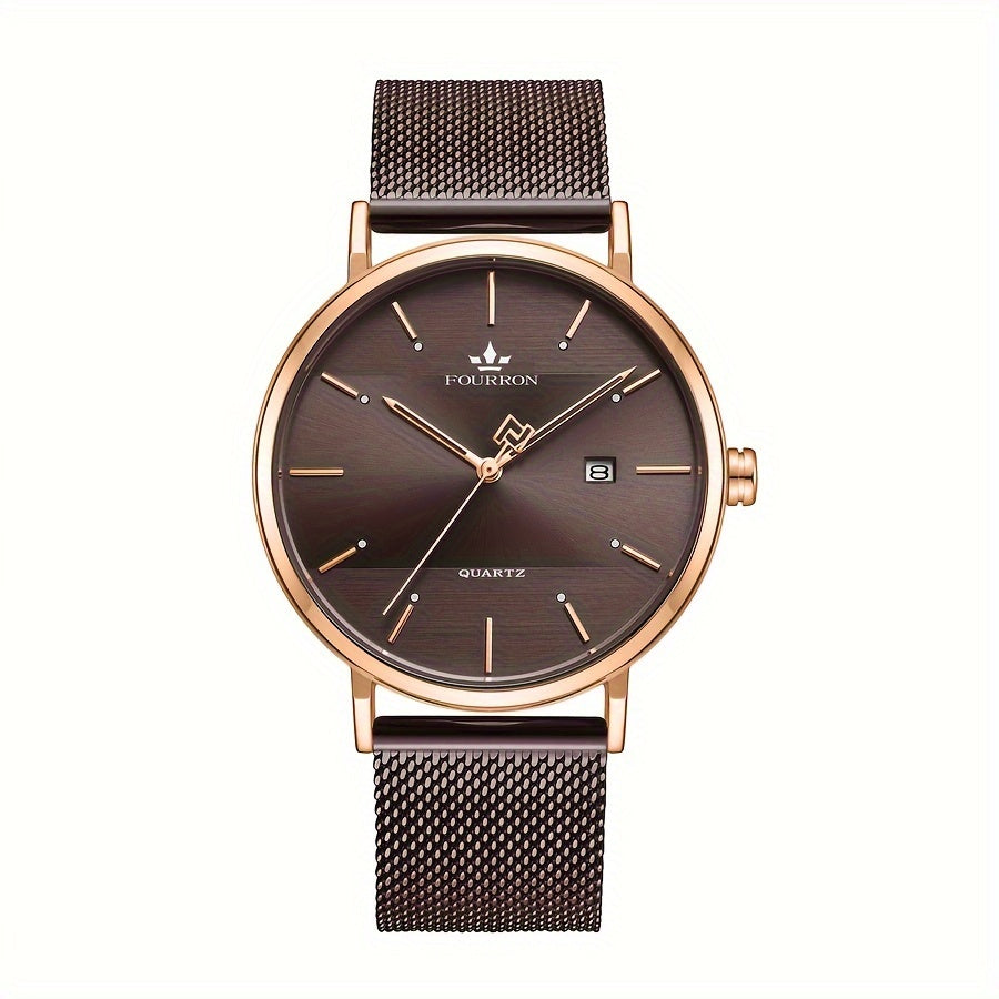 The FOURRON Brand Offers a New Stainless Steel Men'S Quartz Watch Featuring a Stylish And Minimalist Design, Perfect for Everyday Wear, Travel, And Business. It Is an Ideal Choice for Birthday And Holiday Gifts, with Multifun