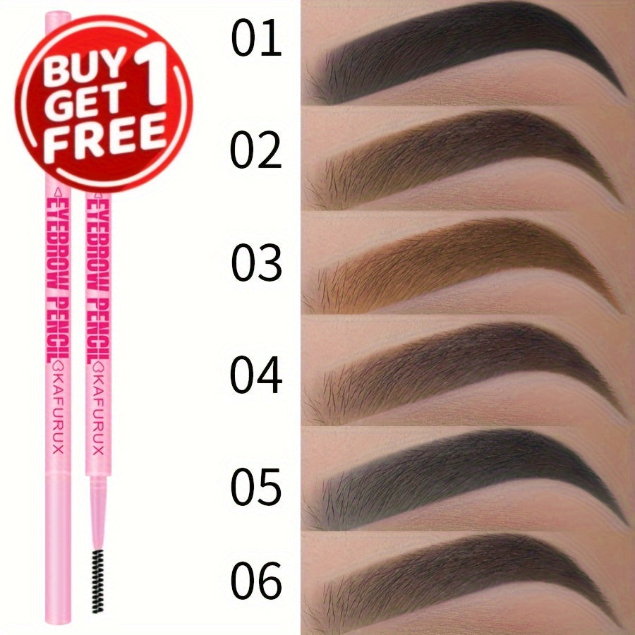 Buy 1 Get 1 Free Eyebrow Pencil - Waterproof, Sweatproof, Long-Lasting Makeup in Brown, Earth Tones, Grey & Black - Easy Application for All Skin Types