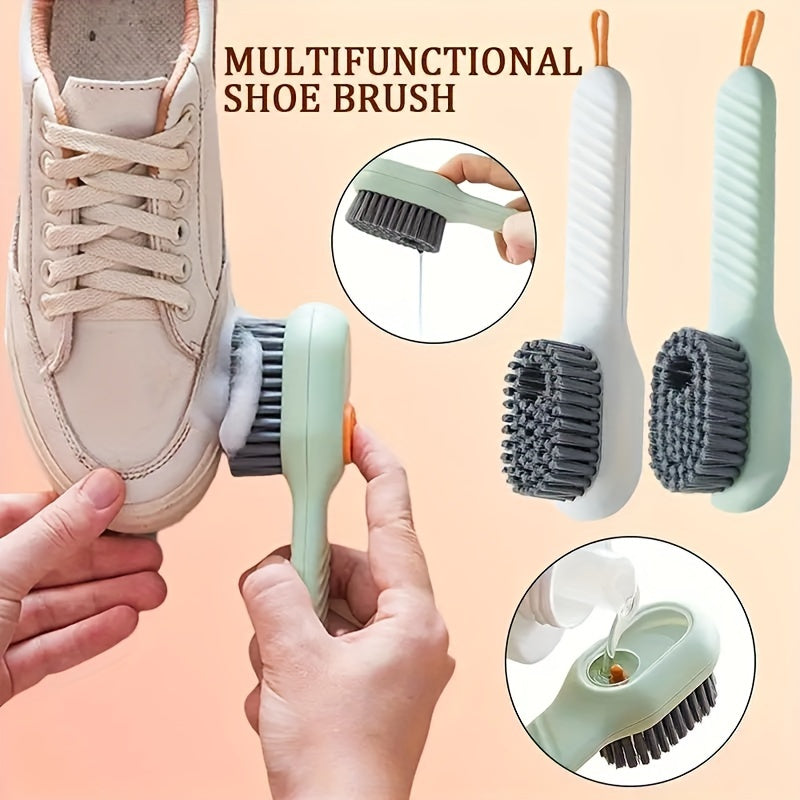 1pc Multi-Functional Liquid Dispenser Shoe Brush with Soft Bristles, Plastic Handle, No Electricity Needed, Ideal for Bathroom, Kitchen, Laundry Room Cleaning