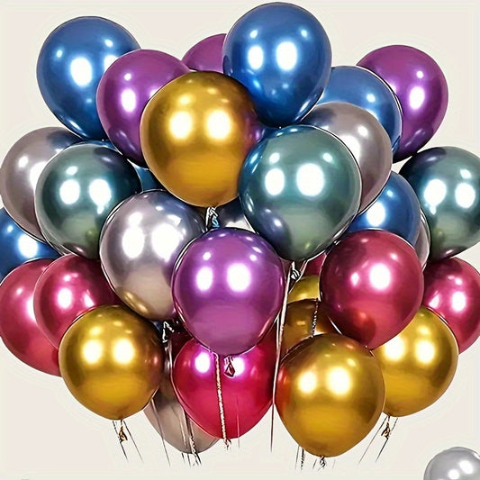 48pcs Sparkling Metallic Balloons Set - Emulsion Material, No Electricity Needed, Ideal for Weddings, Birthdays, Christmas, New Year, Valentine'S Day - Versatile Party Decorations for Ages 14+