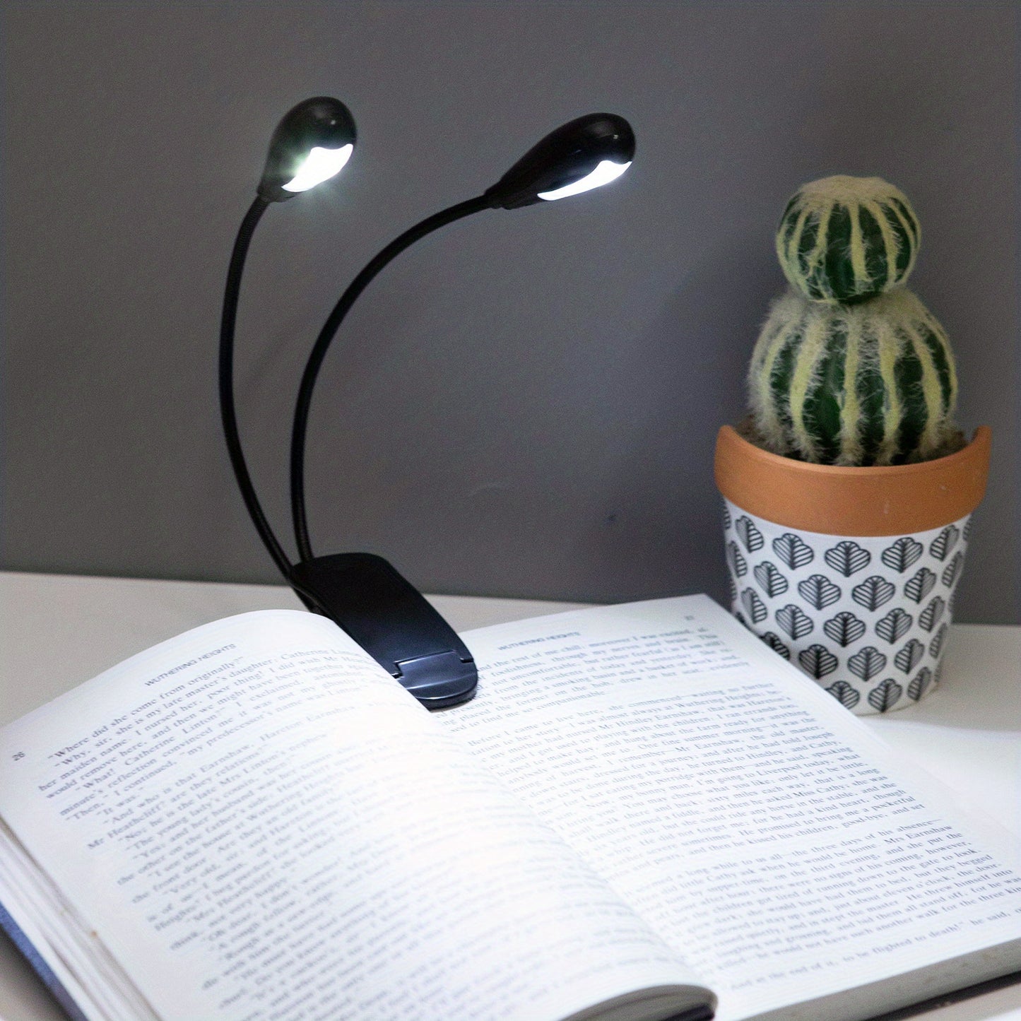 1pc Adjustable 4-LED Reading Light with Clip - Portable, Battery-Powered Desk Lamp, Flexible Arm for Night Readers, Ideal for Travel & Bedroom Use, Sleek Black Design, Lamp for Bedroom