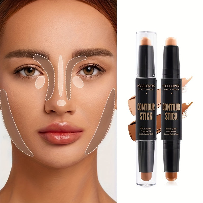 PECOLOVERS Highlight Contour Stick Duo - Nature Finish, Water Resistant, All Skin Tones, Under 1 Fl Oz Multi-Use Contouring & Bronzing Pencil, Cream Formula for Enhanced Coverage, Stick Form