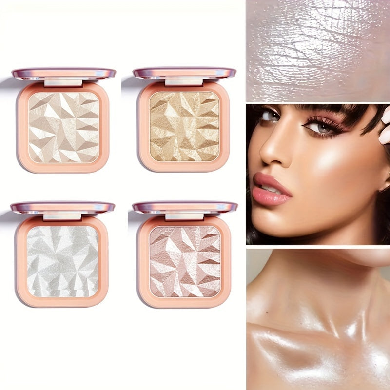 1pc Highlighter Palette, Iridescent Glow Face & Body Illuminator, Shimmering Glitter Contour Powder, Natural Radiance Makeup, Versatile Beauty Cosmetics For Brightening & Sculpting For Music Festival