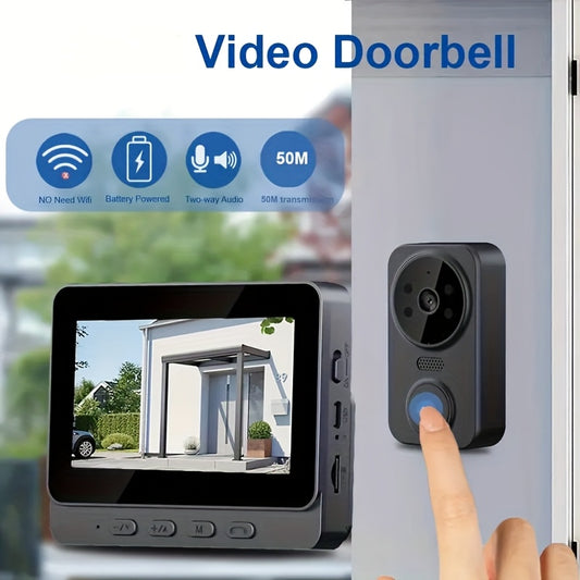 1pc Video Doorbell with 10.92cm Screen, Video Interaction, Household Night Version, Two-Way Speaking, Long Battery, 480P Easy Connection No Need app, No WiFi