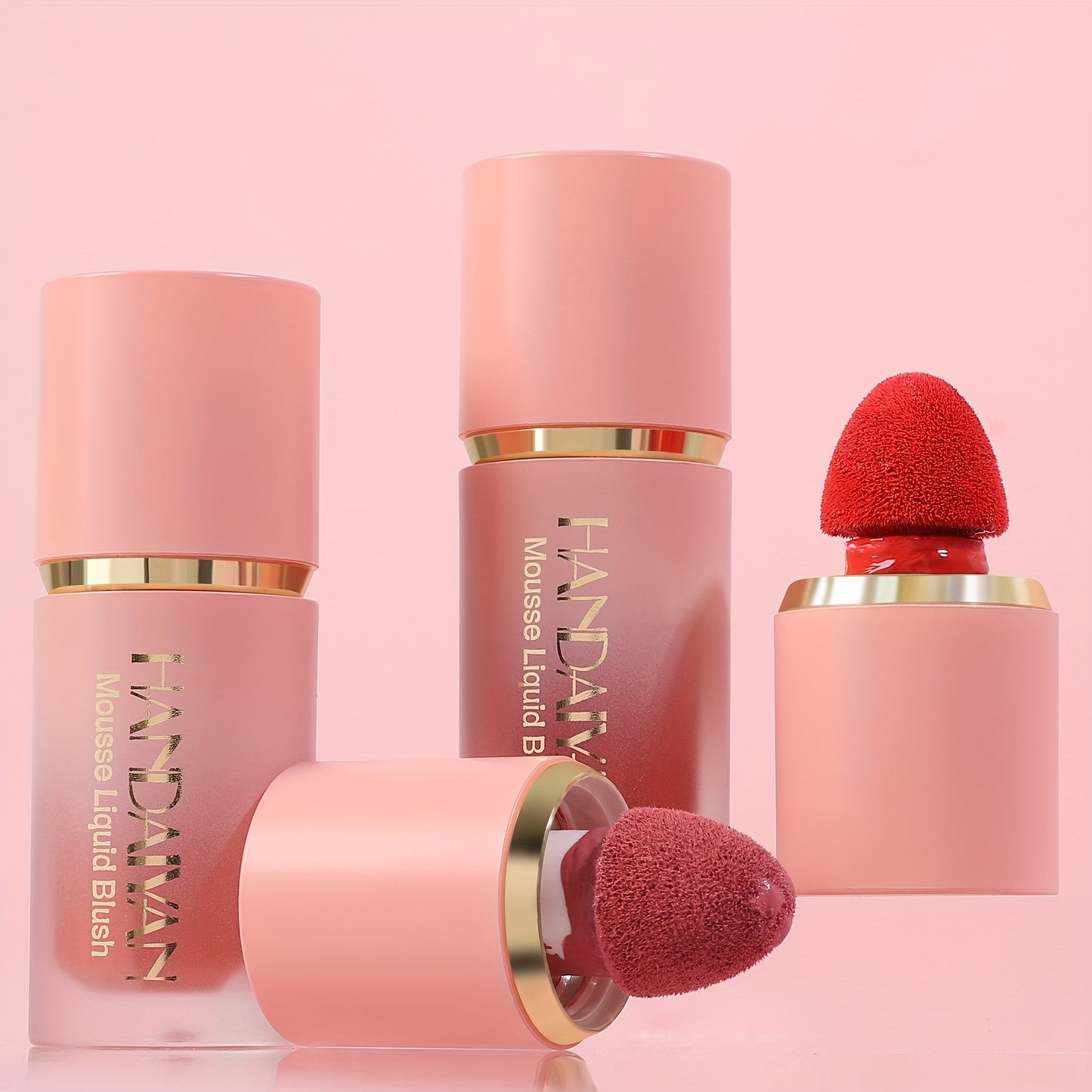 1/2pcs HANDAIYAN Velvet Liquid Blush Set - Medium Coverage, Waterproof, Brightening Cream Blush for All Skin Tones, Natural Berry Tone, Long-Lasting Soft Pinch Face Cream Blush Makeup