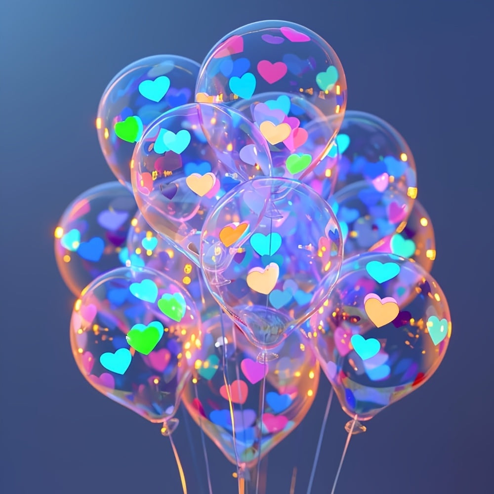 Glow-in-the-Dark Neon Heart Balloons - Perfect for Valentine's Day, Weddings & Birthdays - UV Reactive Latex Party Decorations