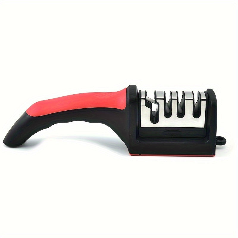 1pc Outdoor Knife Sharpener, 4 Stages Professional Kitchen Sharpening Stone Grinder, Knives Whetstone Tungsten Diamond Ceramic Sharpener Tool Kitchen Accessories