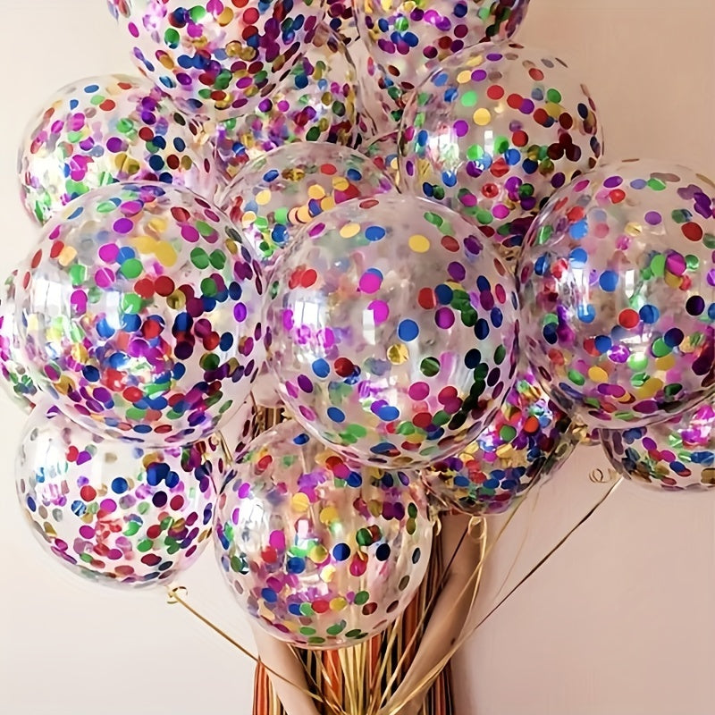 20pcs Sparkling Rainbow Confetti Balloons - Perfect for Birthdays, Weddings, Parties & More - Durable Latex, Indoor/Outdoor Decor, Birthday Balloons