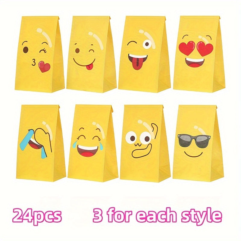 24/48pcs Expression Party Paper Gift Bags With Seal Stickers, 11.99x7.01x21.01 Cm, Disposable DIY Gift Storage Bottom Bags For Weddings, Birthdays, Parties