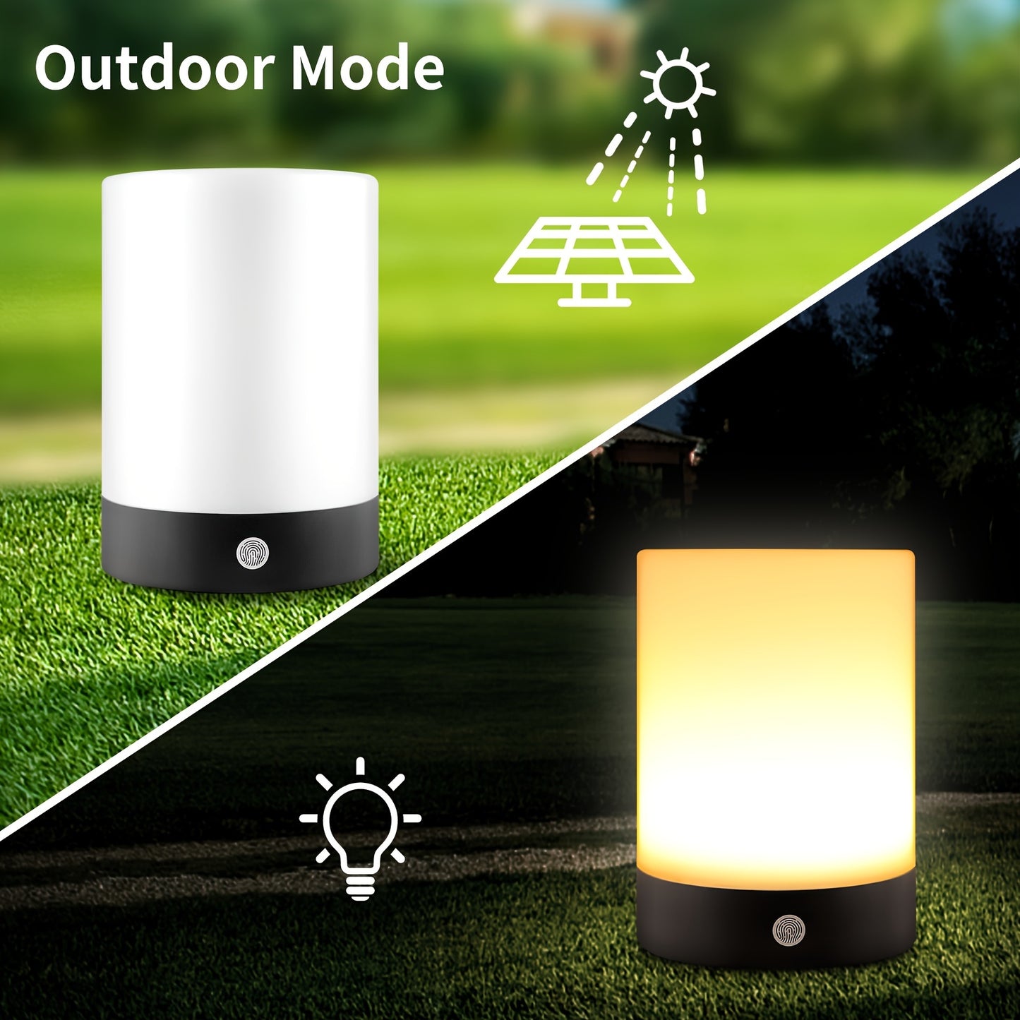 Versatile LED Solar Night Light - Dimmable 20%/60%/100%, Type-C & Battery Powered, Ideal for Bedside, Living Room, Outdoor Use - Touch Control, Warm Ambiance, High-Quality