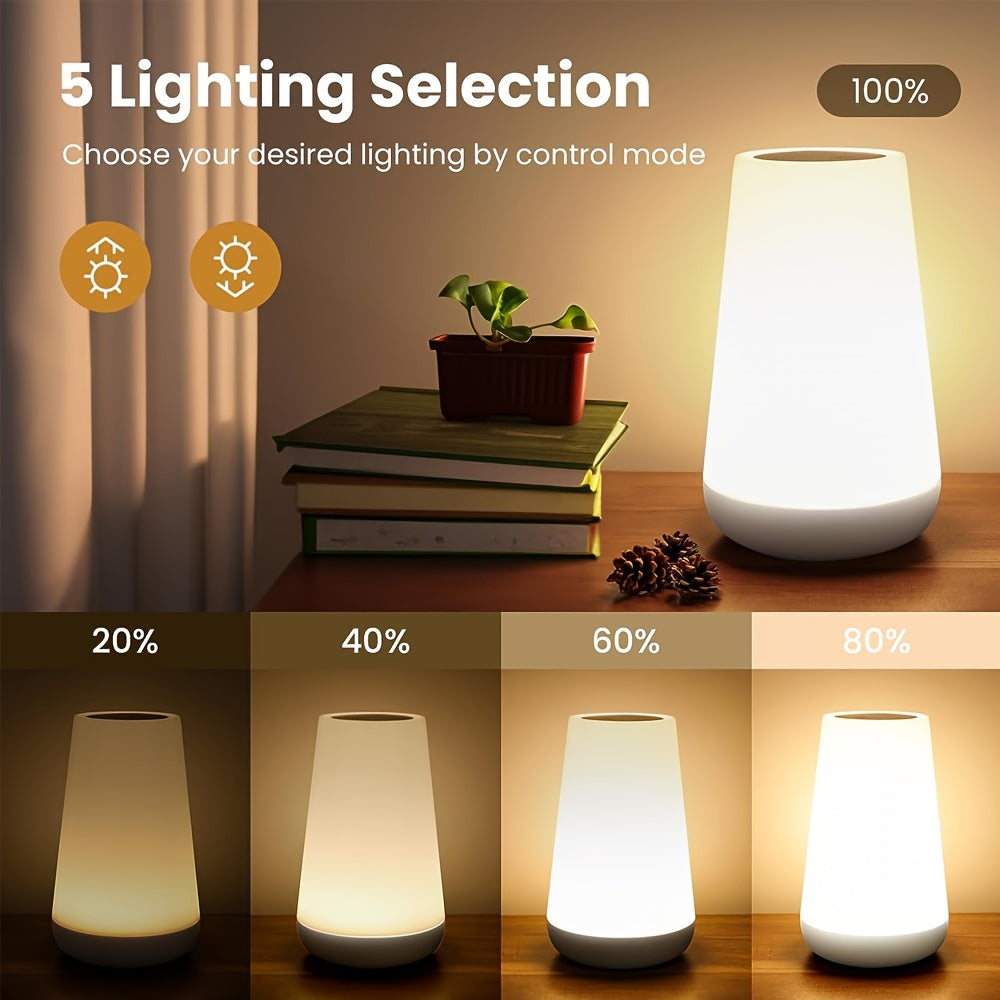 LED Lulling Night Light, Bedroom Dimmable Touch Light, Portable Table Bedside Lamp, 5 Brightness and 13 RGB Colours, Bedroom/Bathroom/Hallway/Living Room Night Lights