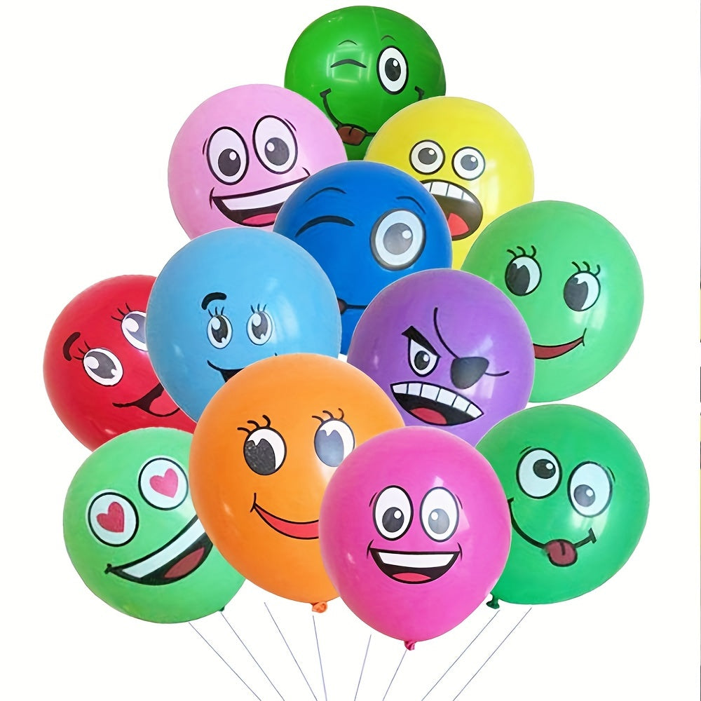 20pcs Vibrant Emotion Latex Balloons Set - Cute & Diverse Faces, High-Quality, Includes Pump - Perfect for Kids Birthday Parties, Weddings, & Holiday Decorations