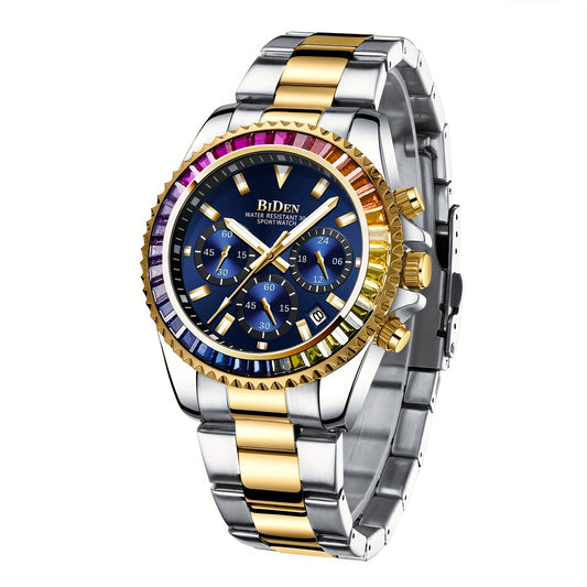 Fashionable Stainless Steel Boy's Watch with Multifunctional Chronograph, 30m Water Resistant, Alloy Case, Quartz Movement, Electronic Drive, and Stainless Steel Band