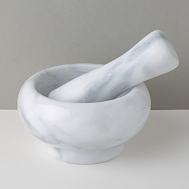 Premium Marble Mortar and Pestle Set - Perfect for Garlic, Spices & Herbs - Durable Kitchen Gadget with Unique Texture Design - Available in White or Black