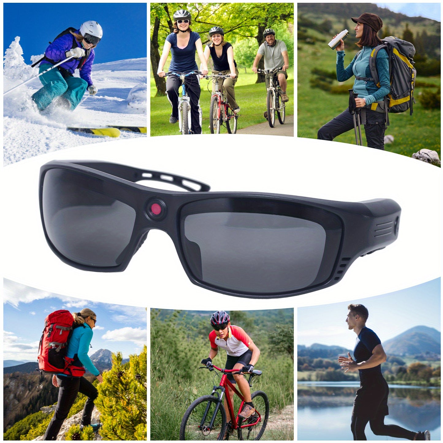 Smart Music Camera Glasses HD 1080P Smart Sunglasses Video Glasses, Wireless Earphones, Open Ear Headphones, Sports Action Camera For Biking, Skiing, Motorcycling, Fishing, Travelling