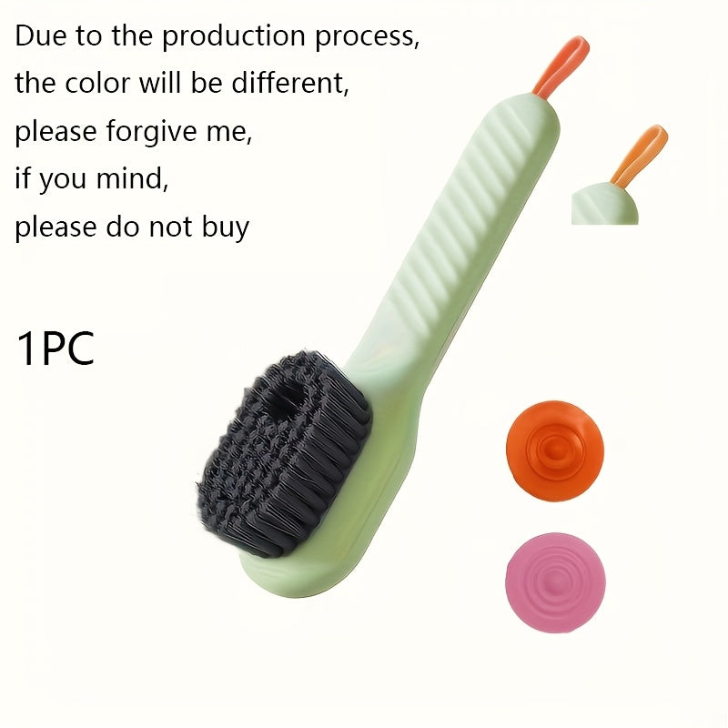 1pc Multi-Functional Liquid Dispenser Shoe Brush with Soft Bristles, Plastic Handle, No Electricity Needed, Ideal for Bathroom, Kitchen, Laundry Room Cleaning