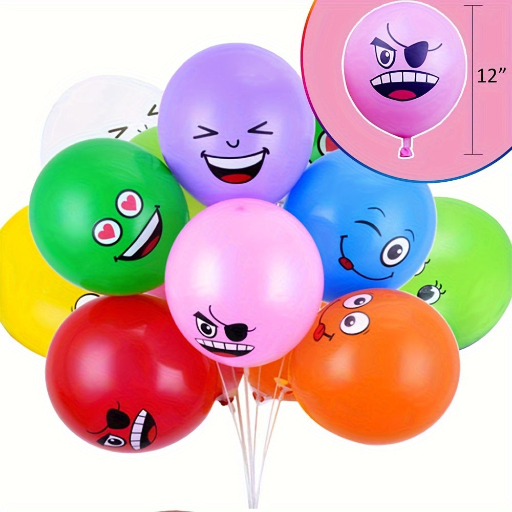 20pcs Vibrant Emotion Latex Balloons Set - Cute & Diverse Faces, High-Quality, Includes Pump - Perfect for Kids Birthday Parties, Weddings, & Holiday Decorations