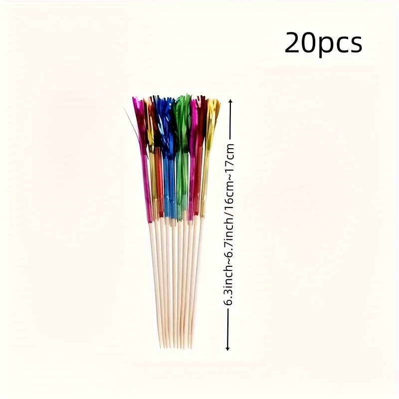 20pcs Vibrant Tassel Firework Picks - Perfect for Party Table Decor, Birthdays, Graduations & More - No Batteries Required, Feather-Free, Party Decorations Supplies