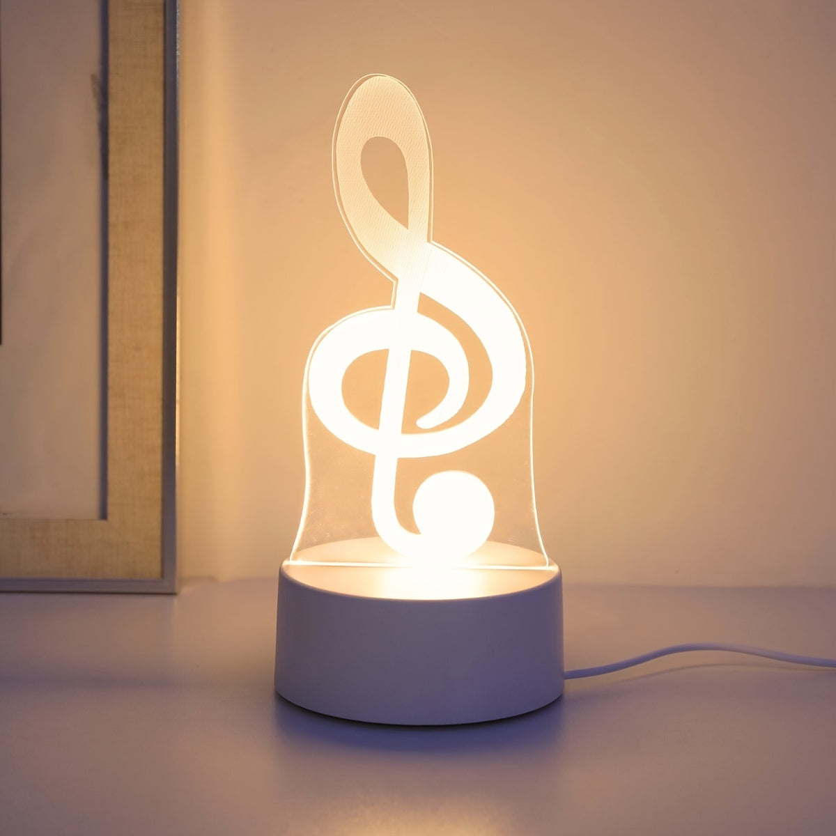 USB-Powered 3D Music Note Night Light - Creative Table Lamp for Bedroom & Living Room Decor, Perfect Birthday or Holiday Gift